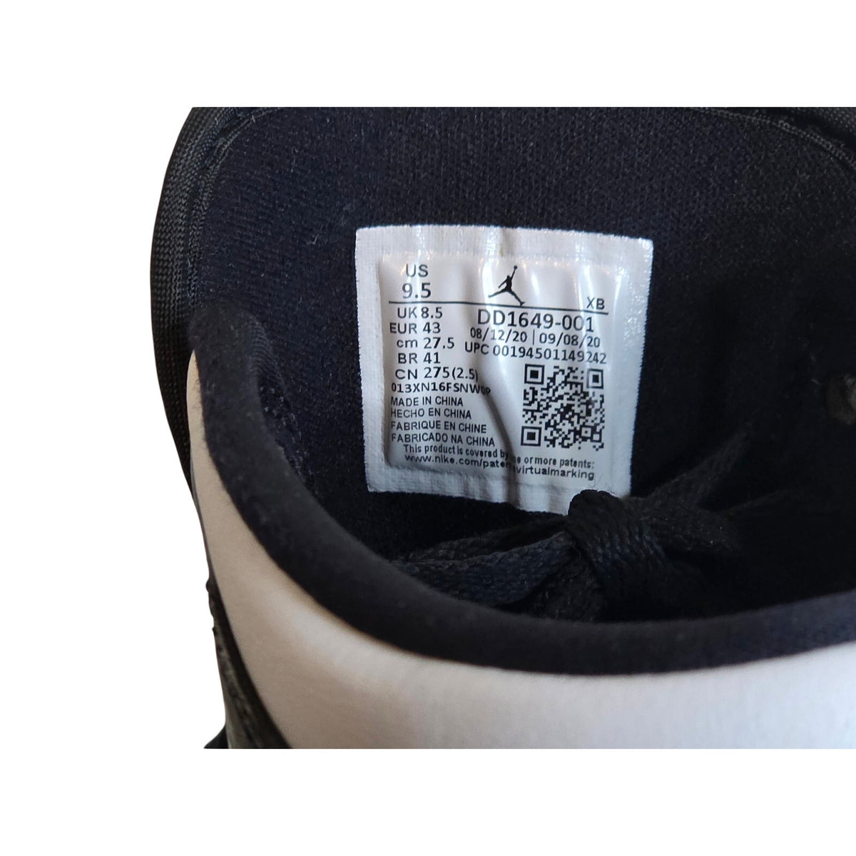 Nike Air Jordan 1 Retro High OG Black White Patent Leather Sneakers Size 9.5 - Style DD1649-001