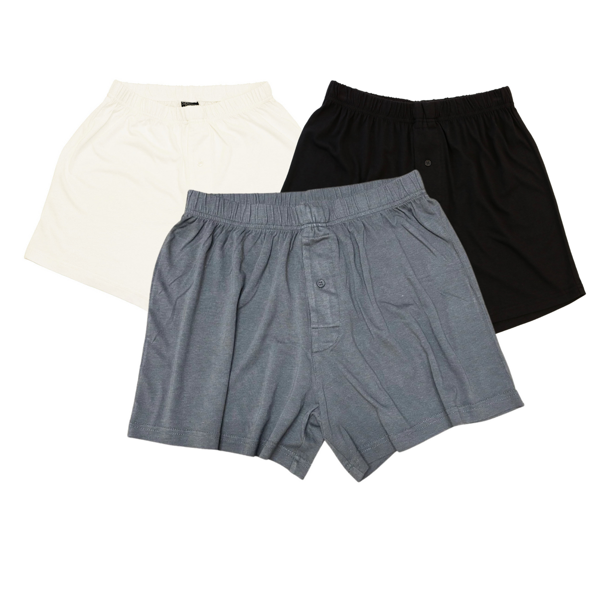 Men's Bamboo Viscose Boxers - 3-Pack Mixed Colors - Cream, Charcoal, Black