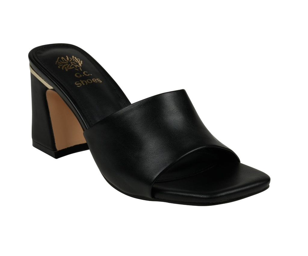 Women's Soho Black Square Toe Heeled Sandals