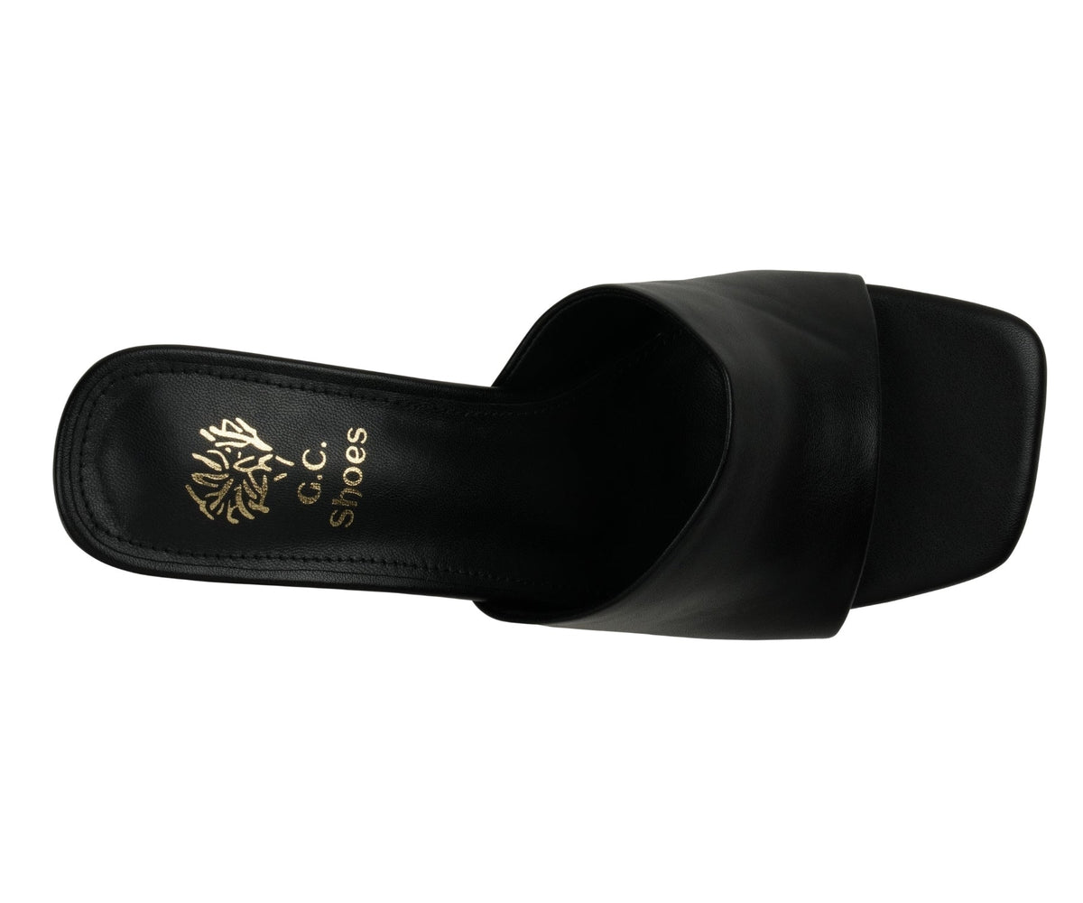Women's Soho Black Square Toe Heeled Sandals