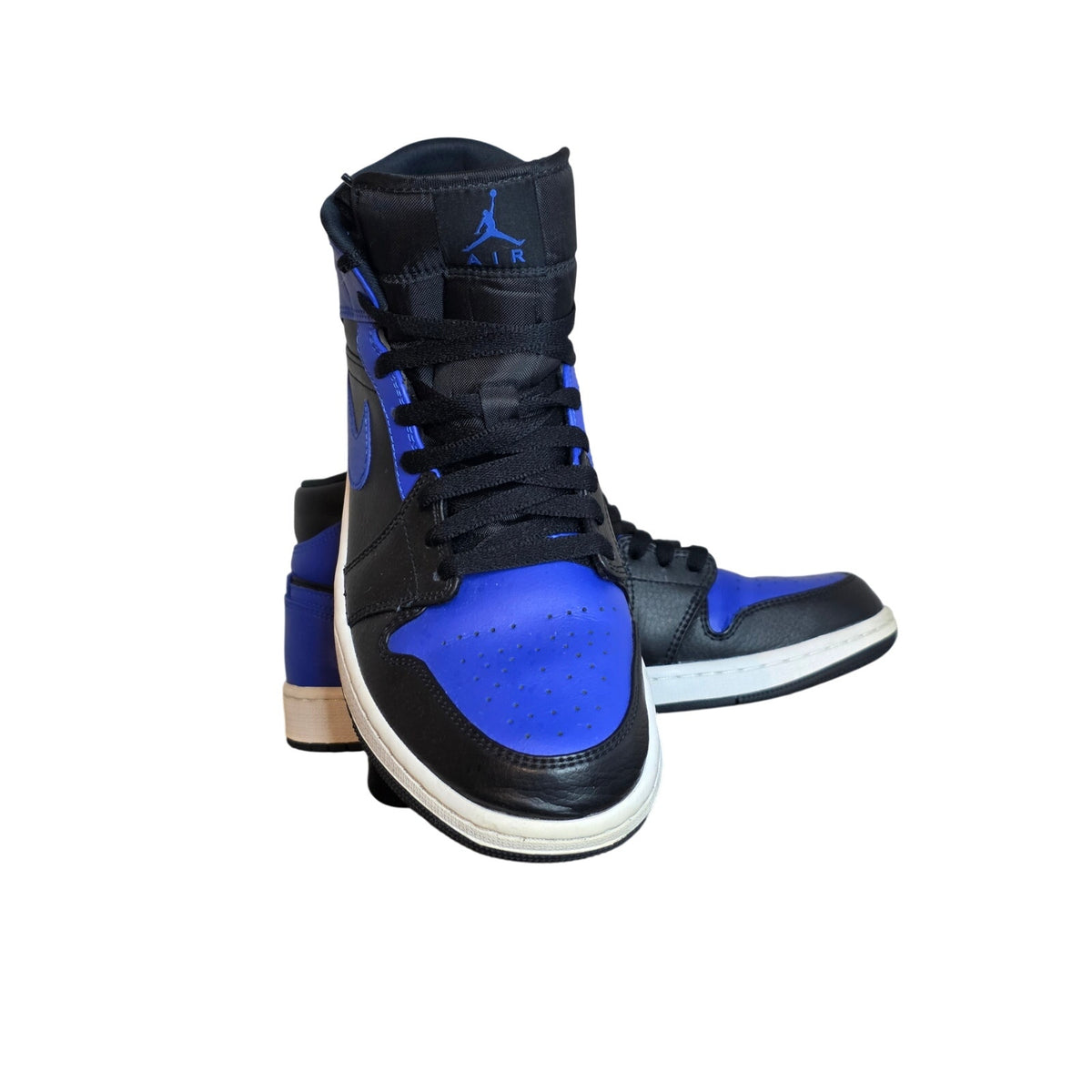 Nike Air Jordan 1 High Black Royal Blue Sneakers Size 9.5 - Style 554724-077