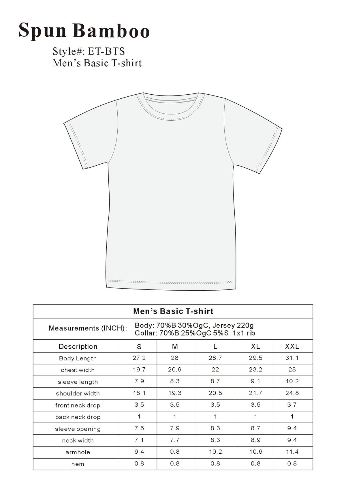 The Original Men's Bamboo Viscose/Organic Cotton Short Sleeve T-Shirt - Classic Cut